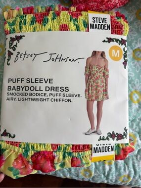 Steve Madden Yellow Floral Off-Shoulder Babydoll Dress